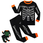 Rimyaw Kids Halloween Pajamas Set, Glow in the Dark Skeleton Sleepwear, 2-Piece cottom Long Sleeve PJs for Boys and Girls, Black