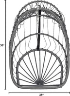 Yechen Indoor Outdoor Wicker Hanging Egg Chair With Stand, 38 x 38 x 78 Inches, 350 lbs, Charcoal Grey - EG-001