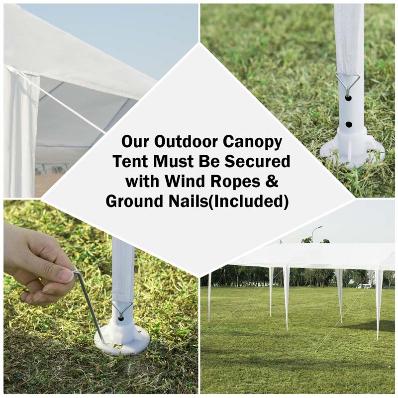 Outdoor Party Wedding Event Canopy Tent, 10 ft x 30 ft, White, 6 Removable Sidewalls, 2 Doorways