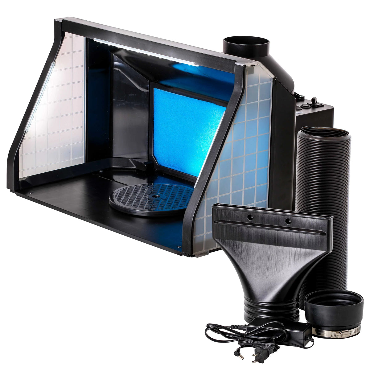 Master Airbrush Dual Fan Hobby Airbrush Spray Booth Kit With LED Lights And 5.6 Feet Exhaust Hose
