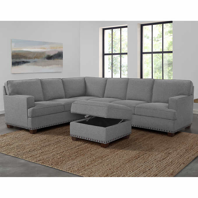 Thomasville Emilee Fabric Sectional With Storage Ottoman