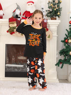 DAKIMOE Halloween Pajamas Family Matching Set Holiday Print Long Sleeve Jammies Loungewear PJs Set Sleepwear Adult Kids Men Women Toddler