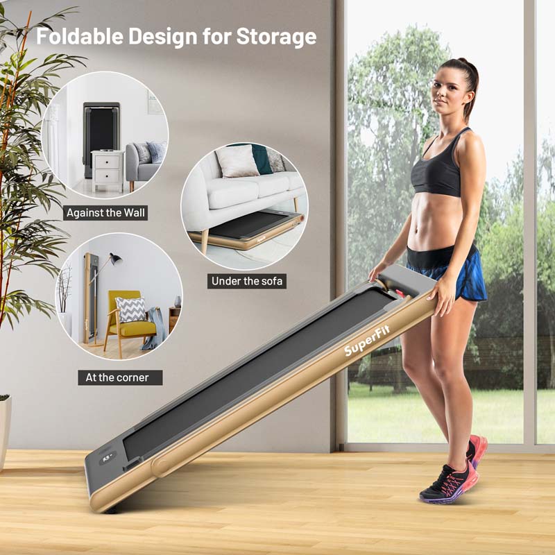 2 In 1 Folding Treadmill, 2.25 HP, 40 in x 16 in Running Area, Dual Display And App Control