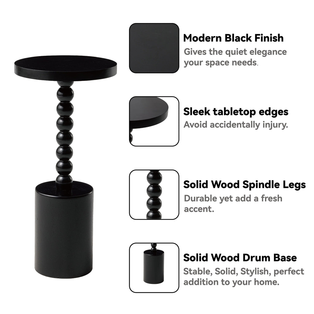 Wood Round Pedestal End Table With MDF Top And Solid Fir Wood Base