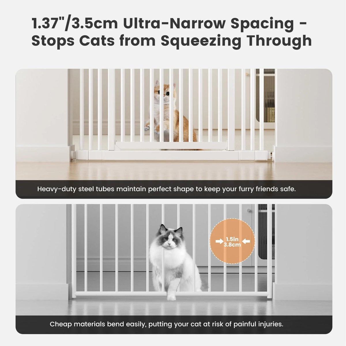 Extra Tall Cat Gate, 27.56-37 in Wide, 51-87 in Adjustable Height
