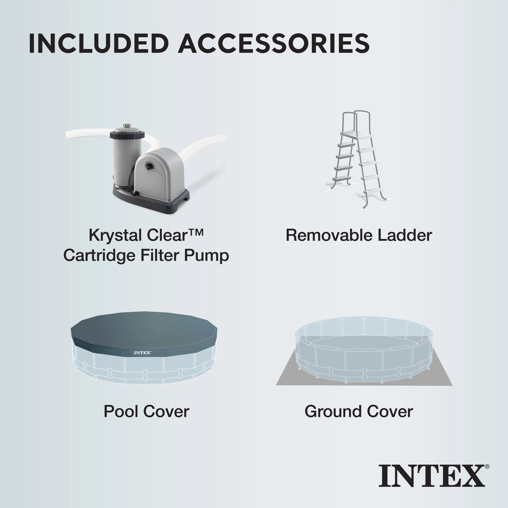 Intex Prism Frame Above Ground Swimming Pool 14ft x 42in With Pump - 26719EH