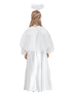Girls Angel Costume, 3 Pcs Dress Halo Wings White Fancy Dress Up for Nativity Halloween Christmas 3-4 Years