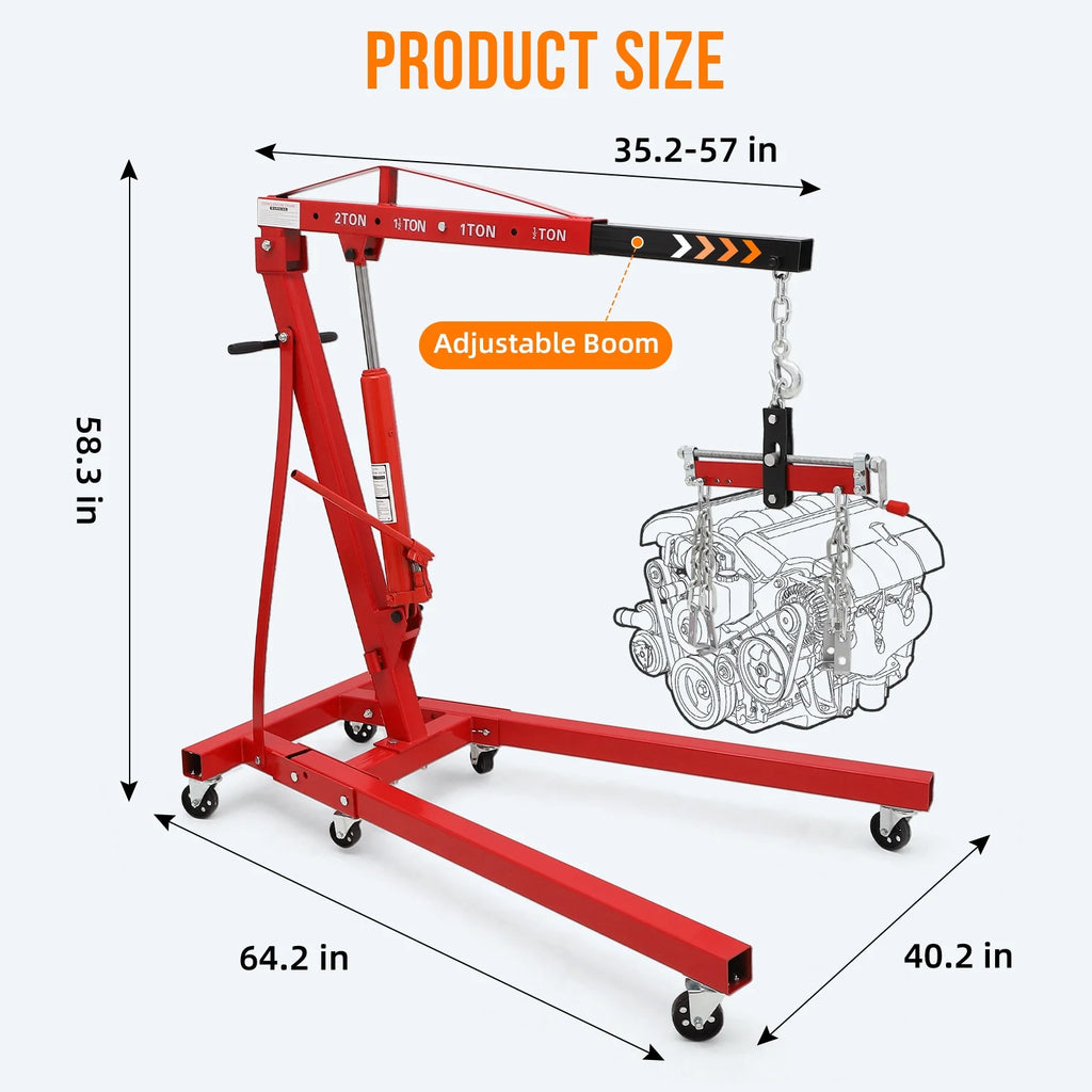 JoanKaren Hydraulic Engine Hoist 4400 lbs, Folding, Yellow - PAU_0LMM
