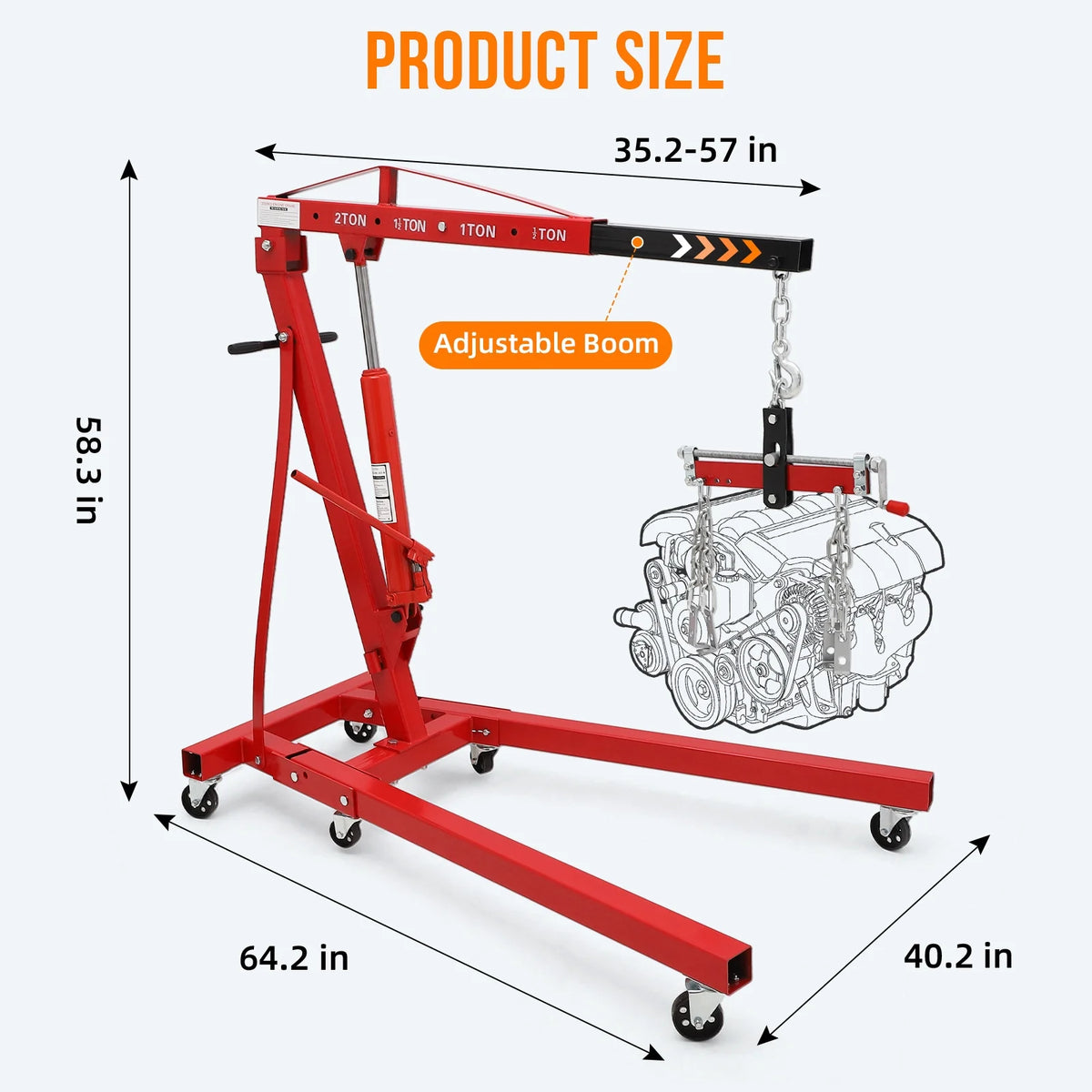 JoanKaren Hydraulic Engine Hoist 4400 lbs, Folding, Yellow - PAU_0LMM