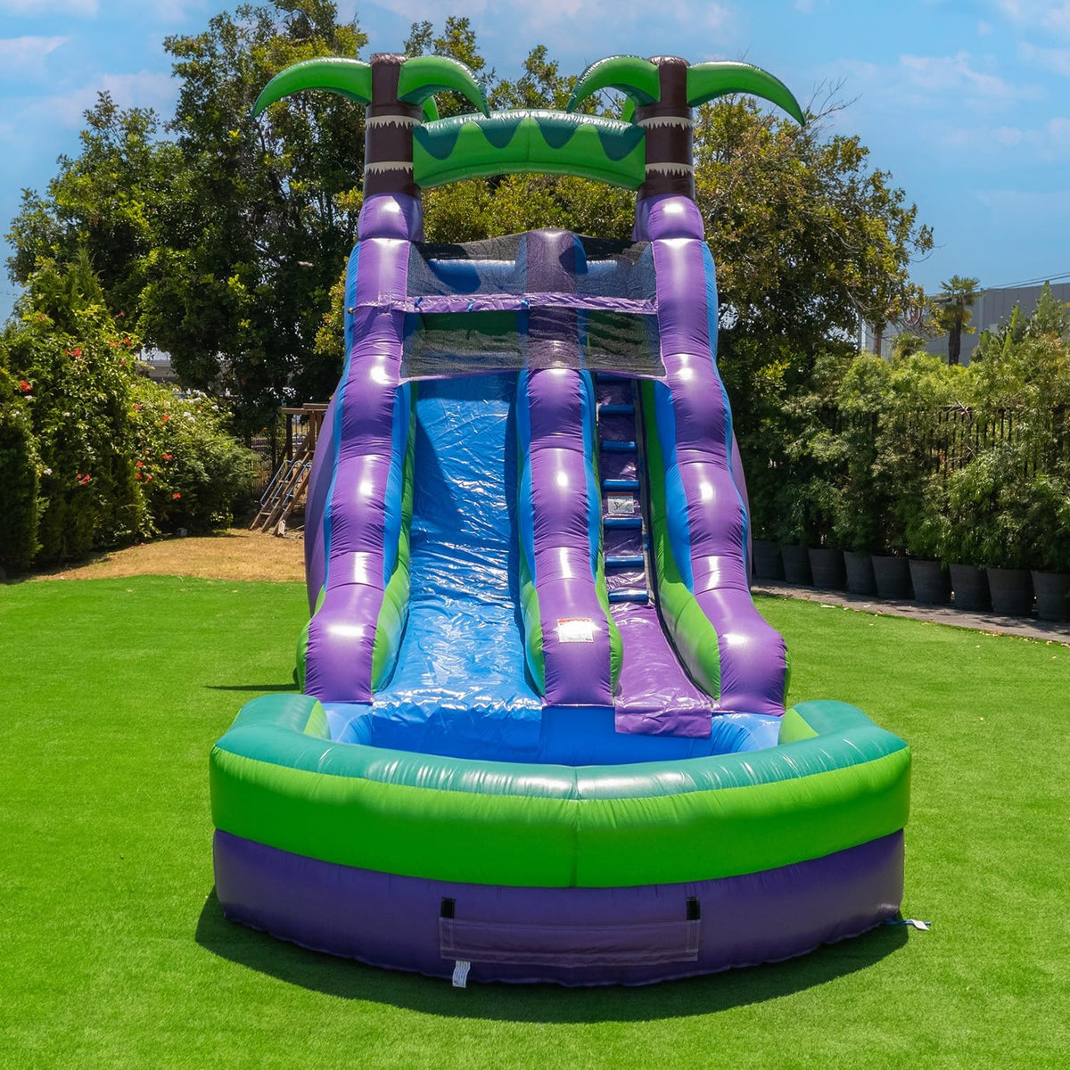 Commercial Grade Inflatable Water Slide Bounce House With Pool, Blower, 24.5 ft x 9 ft x 16 ft - Purple/Green