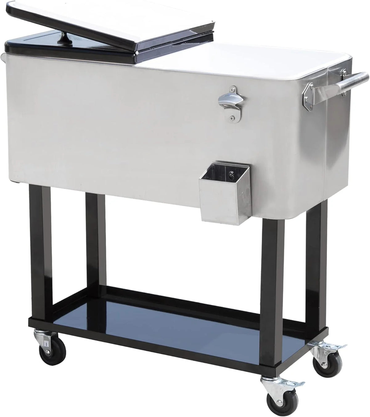 Rolling Patio Cooler 80 Quart Steel - Silver