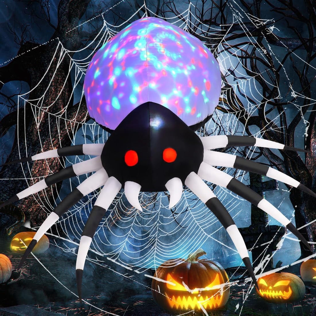 GOOSH Halloween Inflatable 6 FT Spider Inflatables Outdoor Decorations with Magic Light, Scary Inflatable Halloween Spider Blow Up Spider, Halloween Blow Up Decorations Outside for Holiday