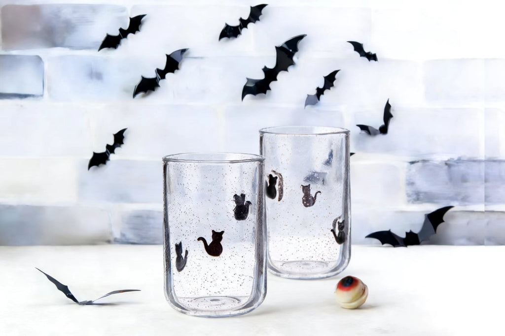 Way to Celebrate 16 oz Cat Charm Drinking Glass, 2-Pack