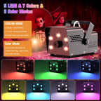 Wondnuga Halloween Fog Machine Smoke Machine 550W 3-in-one RGB Light Beads Smoke Machine Remote Control for Halloween Party Wedding