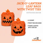 Jack-o'-Lantern Leaf Bags with Twist Ties, Orange and Black, 2 Count, Halloween by Way To Celebrate