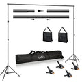 Lidlife Adjustable Photography Backdrop Stand Kit, 6.5 x 10ft - With 4 Spring Clamps, Sand Bag And Carry Bag
