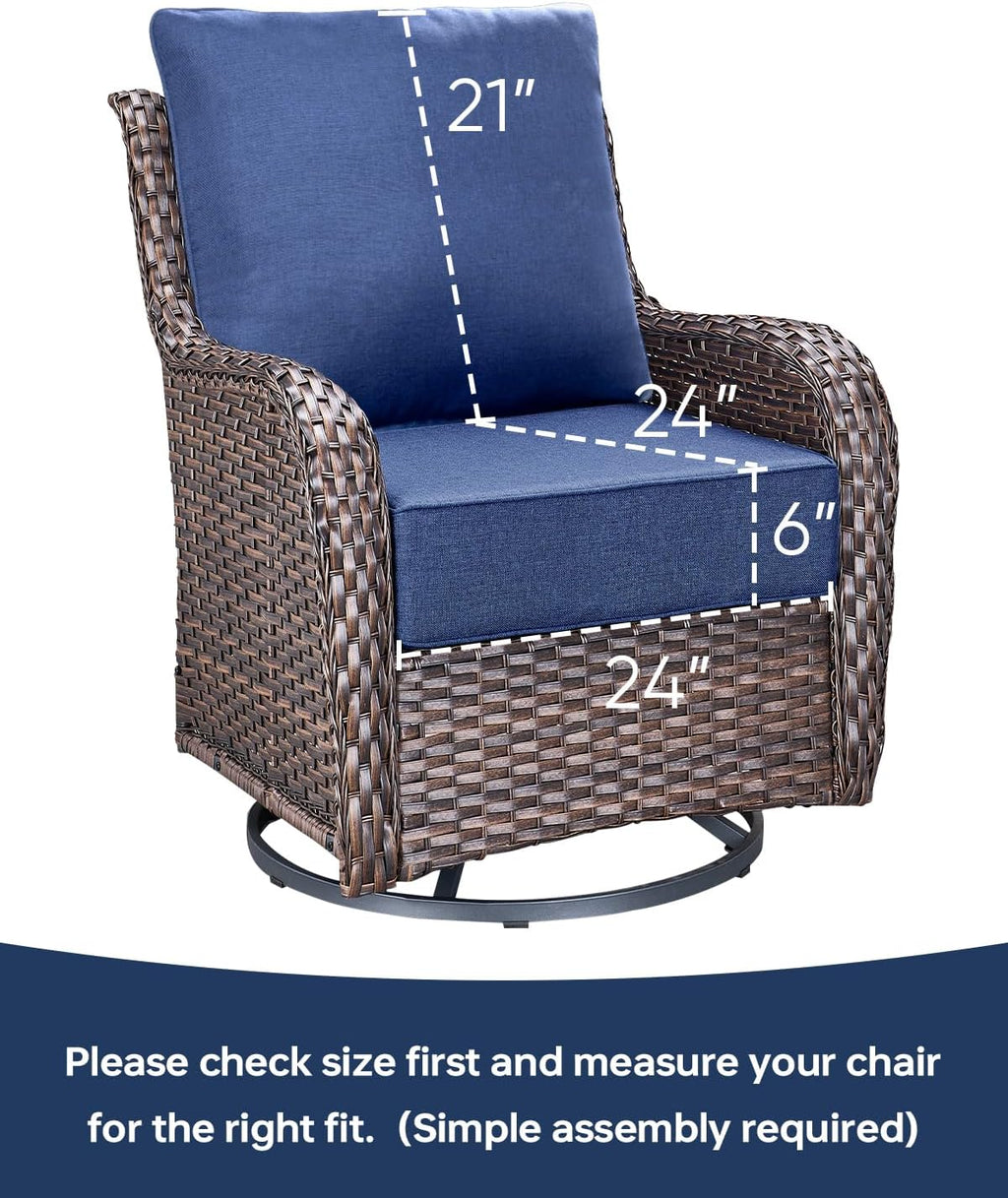ACTREST Outdoor Seat Cushion Set, 2 Count, Navy Blue, 24 x 24 x 6 in