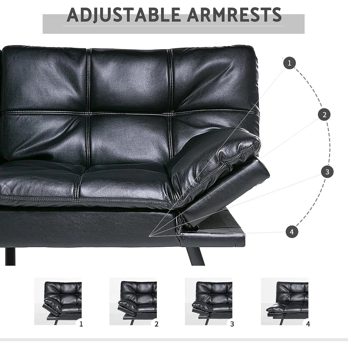 Convertible Futon Sofa Bed With Memory Foam, 71in