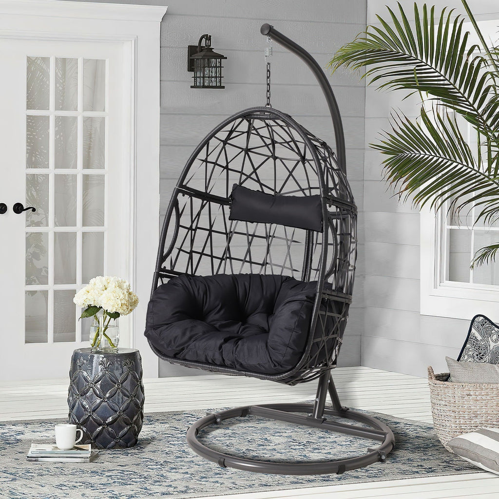 Haverchair Outdoor Patio Wicker Egg Chair With Stand And Cushion