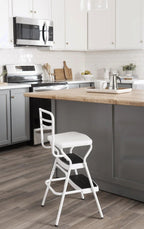 COSCO Stylaire Retro Chair And Step Stool With Flip-Up Seat - White, One Pack