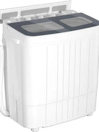 Portable Twin Tub Washing Machine With Spin Dryer, 14.5 lbs, Gray/Blue