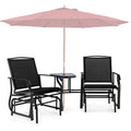 2-Person Double Swing Glider Chair With Glass Table, Steel And Fabric - 77in x 34in x 36in