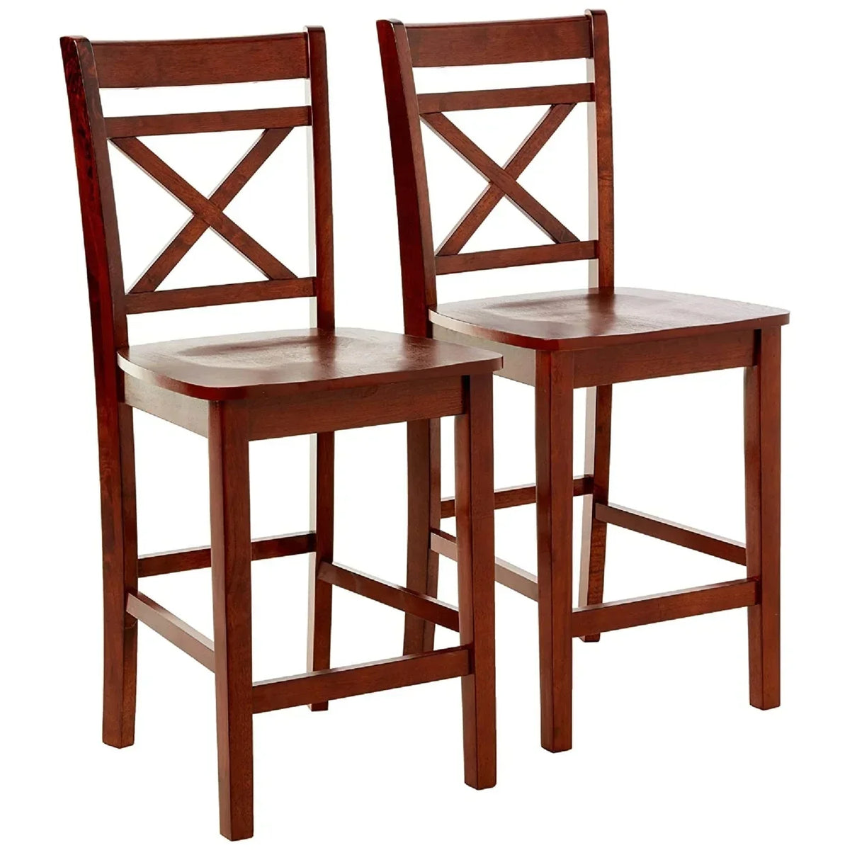 Acme Counter Height Chair Set Of 2, Cherry Finish - Tartys