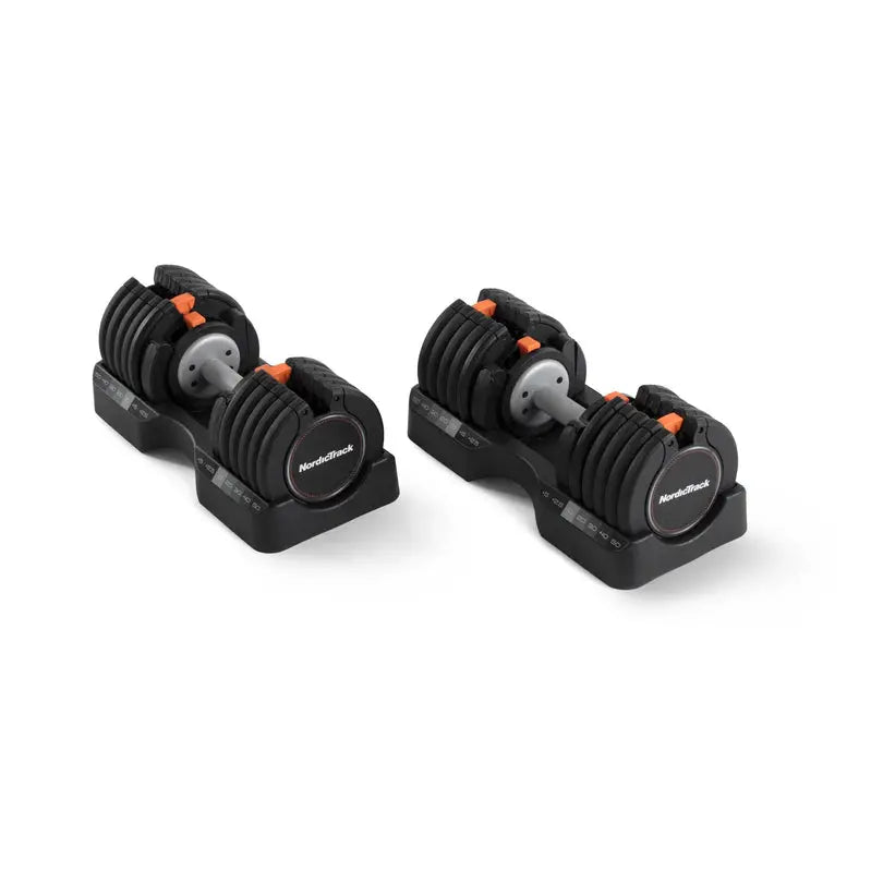 NordicTrack Select-A-Weight Adjustable Dumbbell Set, 55 lb Pair - Easy Dial-Select Mechanism