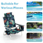 2-Pack 5-Position Outdoor Folding Backpack Beach Chairs With Side Table Set