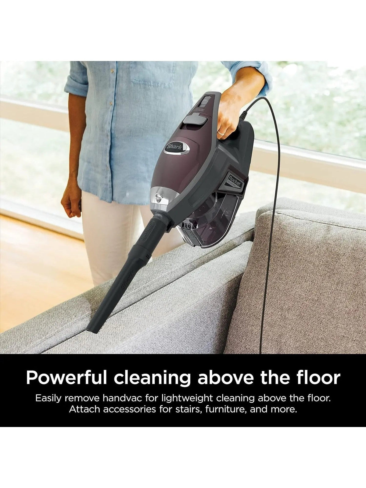 Corded Stick Vacuum With XL Dust Cup, LED Headlights And Pet Hair Tools - Bordeaux/Silver