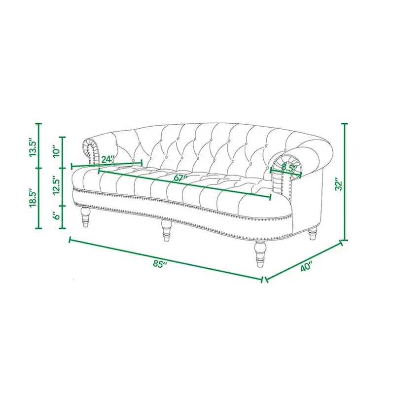 Jennifer Taylor Home La Rosa Chesterfield Sofa, 84-inch Velvet Tufted Upholstery - La Rosa 84 Mid
