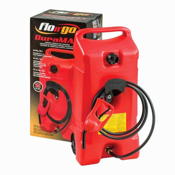 Scepter Flo N' Go DuraMax 14 Gallon Portable Fuel Tank With Pump, 2 Pack, Red