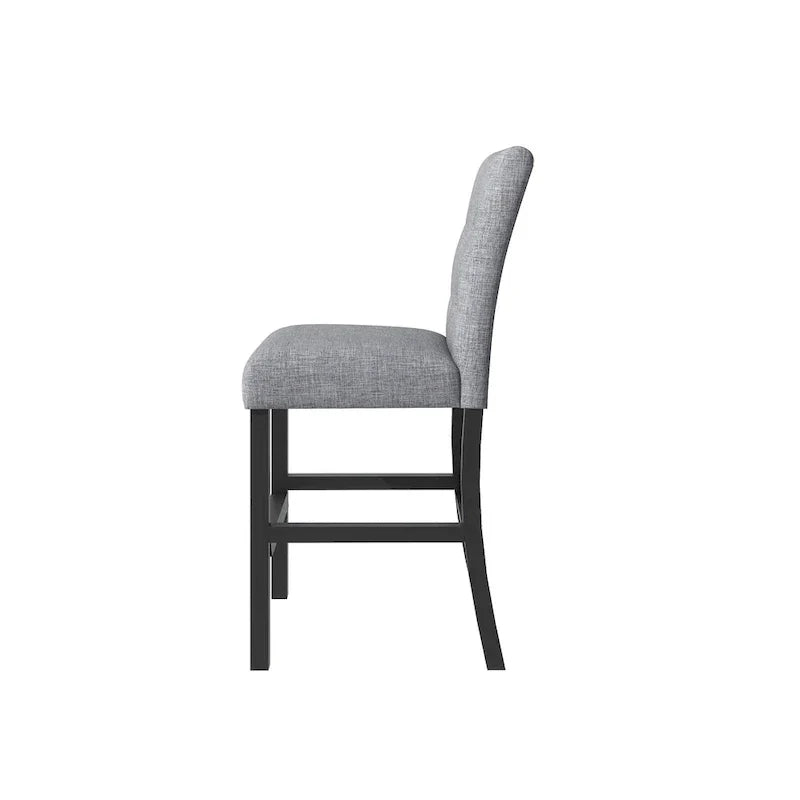 5 Piece Counter Height Wood Dining Set With Rectangle Table And 4 Upholstered High-Back Chairs - 35.4x35.4x36in