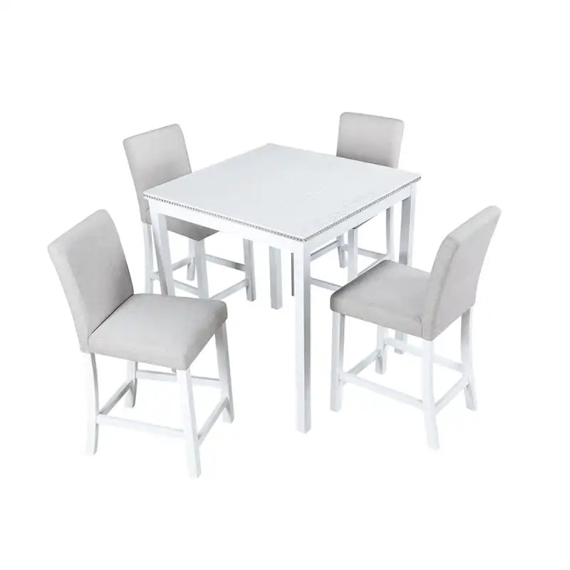 Modern 5-Piece Counter Height Dining Set With Square Table And 4 Upholstered Chairs