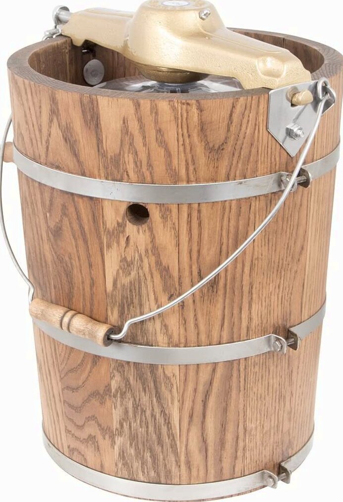 6 qt Country Ice Cream Maker With Classic Wooden Tub - Hand Crank