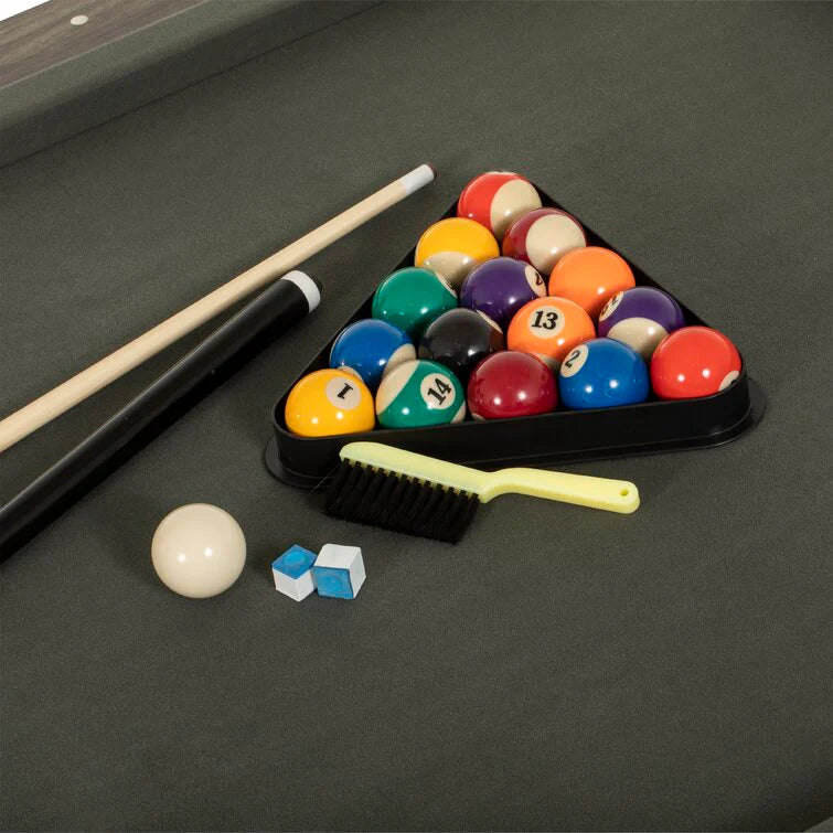 7' 3-In-1 Combination Table With Billiards, Table Tennis, Dining Table, And Storage Benches