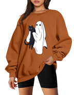 KimSoong Halloween Sweatshirts for Women Ghost Reading Books Sweater Cute Spooky Bookish Shirt Fall Pullover Tops