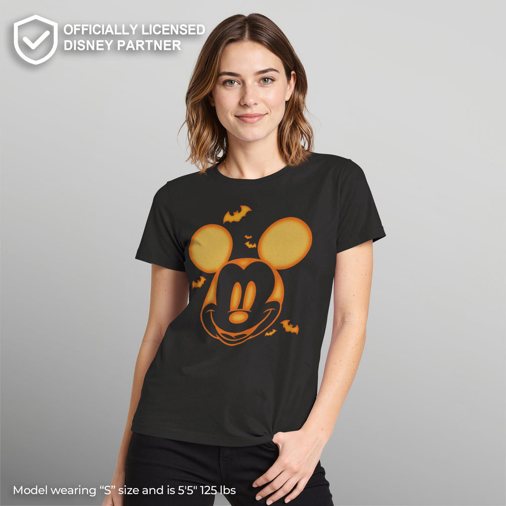 Women's Mickey & Friends Halloween Pumpkin Face Graphic Tee Black 2X Large