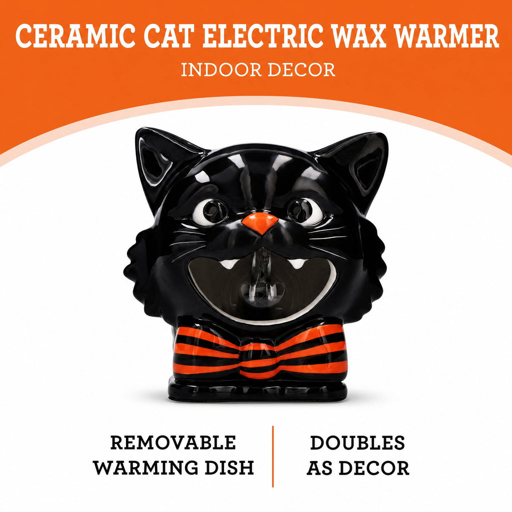 Ceramic Black Cat Electric Wax Warmer, Black, Halloween by Way To Celebrate