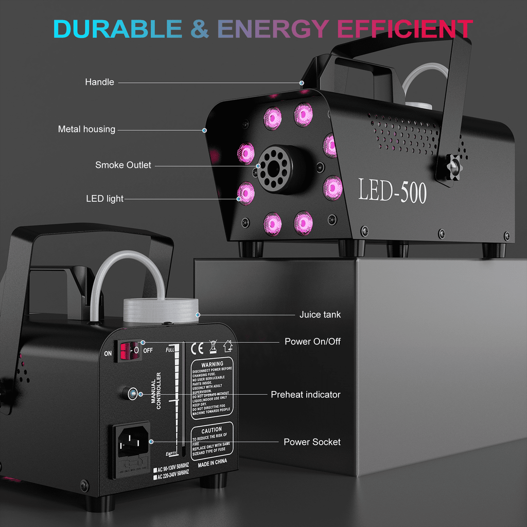 DIGITNOW Halloween Smoke Machine, Remote Controlled, 3 Stage LED Lights