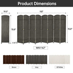 Freestanding Folding Woven Fiber Room Divider Privacy Screen - 6 Ft Tall
