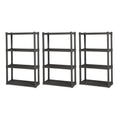 Sterilite Plastic Indoor Outdoor 4-Shelf Shelving Unit, Flat Gray, 3 Pack