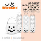 30-Count Jack-o'-Lantern Trick-or-Treat Pail, White, 8", Halloween by Way To Celebrate