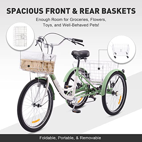 Viribus Adult Tricycle, 24 Inch, 7 Speed, 3 Wheel With Baskets