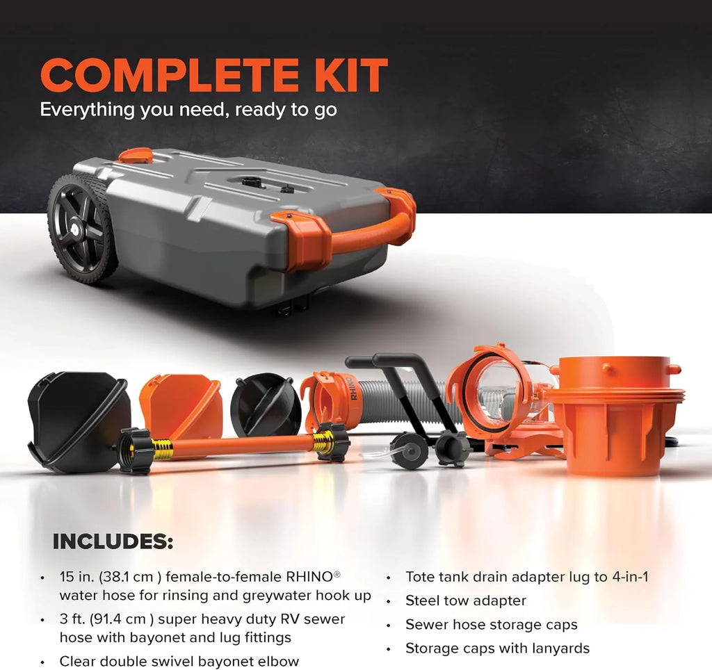 Camco Rhino 36-Gallon Portable RV Tote Tank With 2 Wheels - 39006