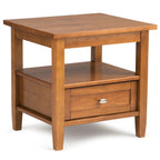 Solid Wood Rectangle End Table With Drawer And Shelf, 18.1in D x 20in W x 19.5in H - Norfolk