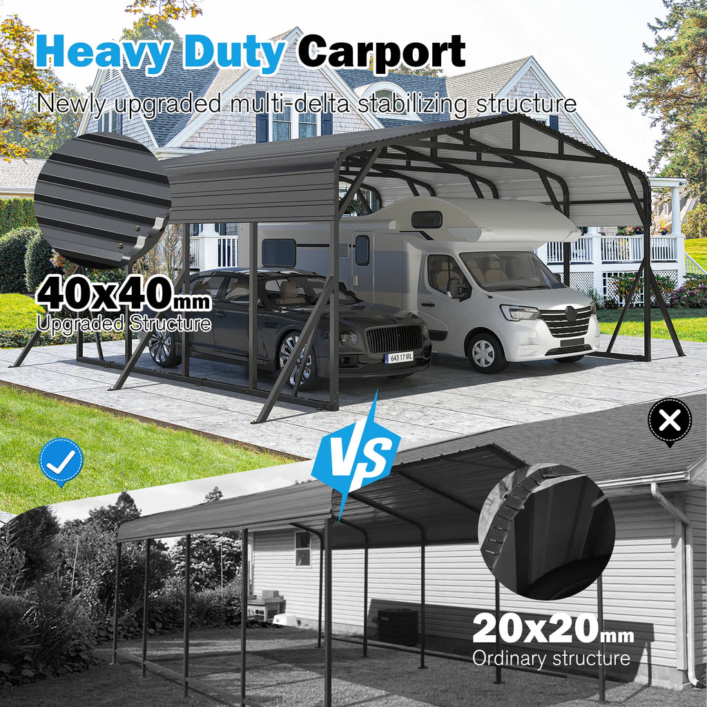 MUCHANT Heavy-Duty Carport, 12' x 20', Galvanized Steel Roof