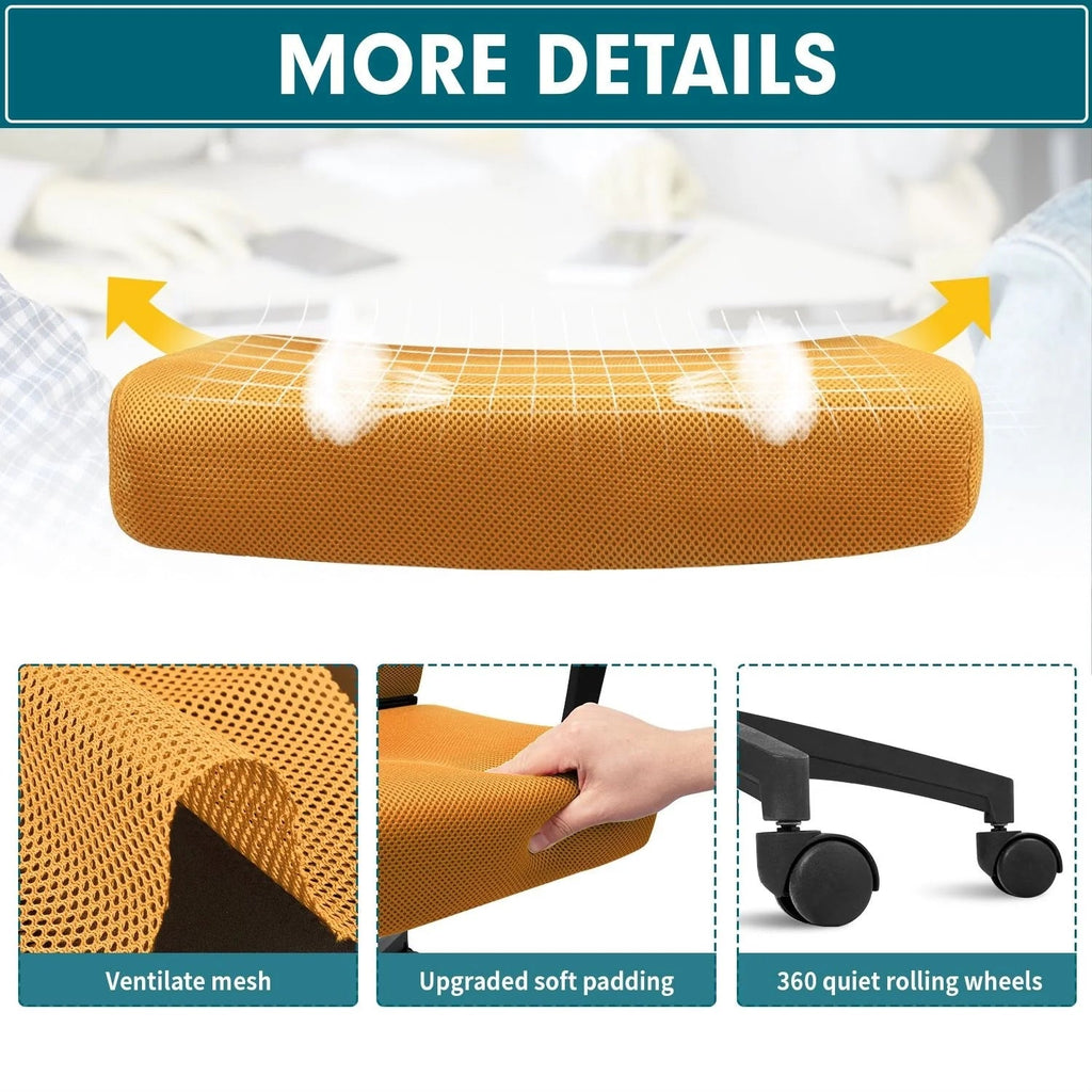 Ergonomic Mesh Mid-Back Office Chair With Adjustable Lumbar Support, 300 lbs Capacity