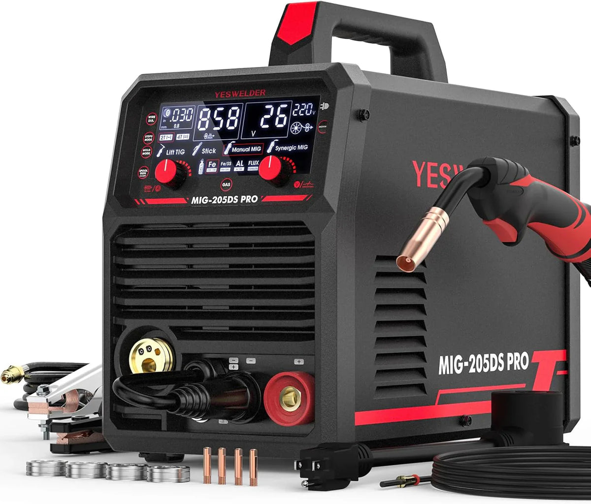 YESWELDER Flux Core MIG/Lift TIG/Stick Welder, 135 Amp, 110V - FLUX-135PRO