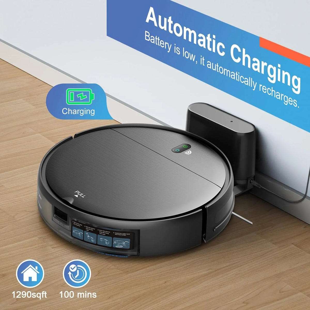 Robot Vacuum And Mop Combo, Deep Black, 11.8 x 11.8 x 2.87 in - BR151